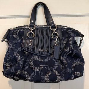 Coach navy blue and grey bag.